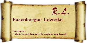 Rozenberger Levente névjegykártya